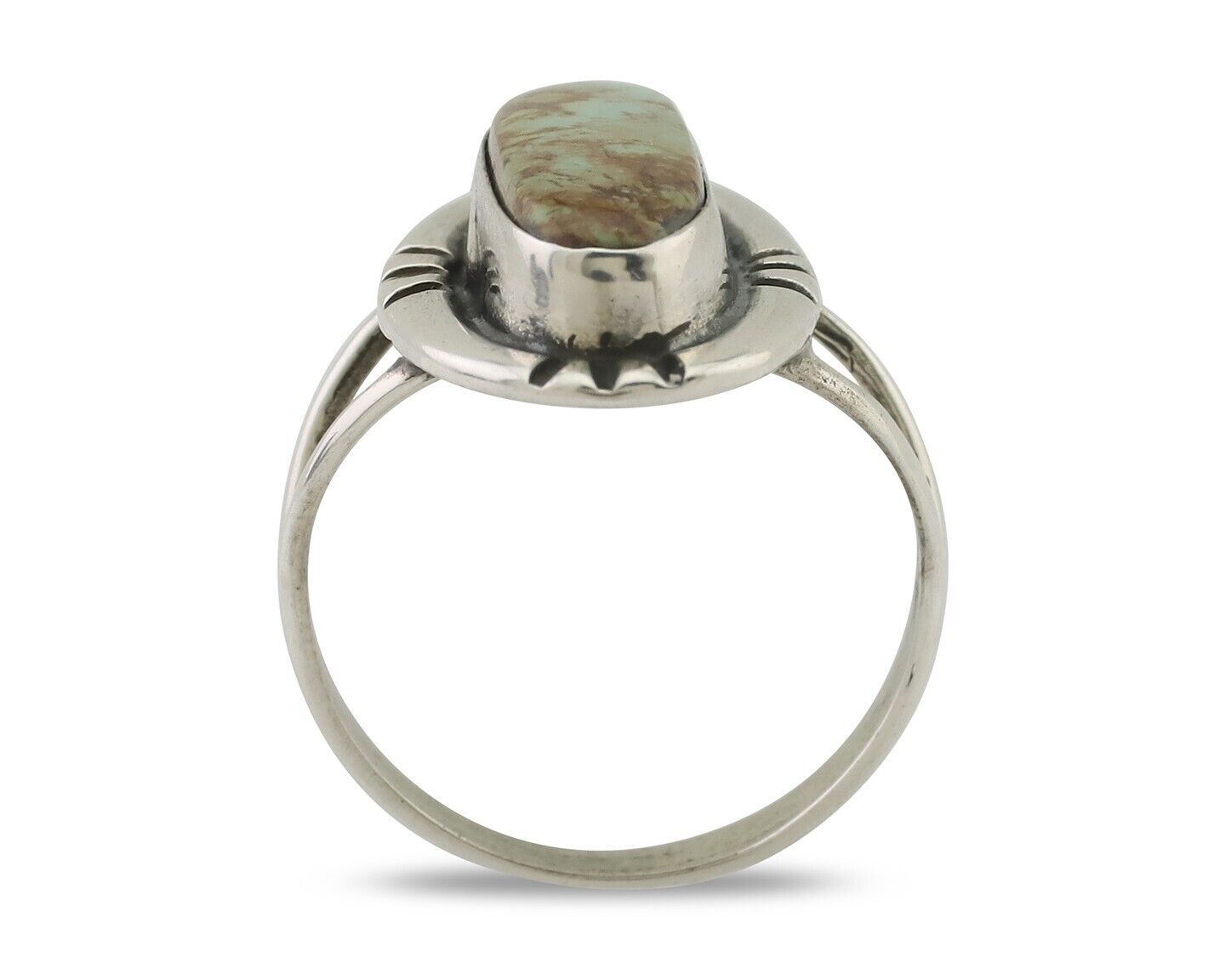 Navajo Ring 925 Silver Blue Gem Turquoise Native American Artist C.80's