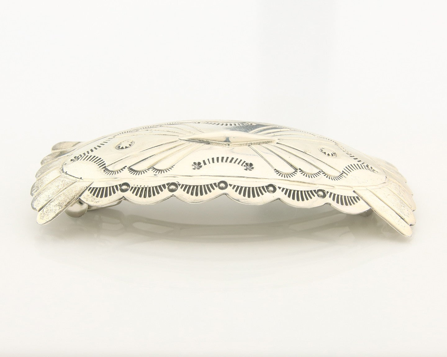 Vintage Navajo Barrette 925 Sterling Silver Hand Stamped Authentic Native Artist
