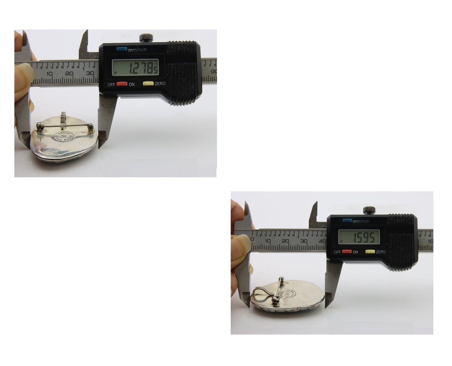 Navajo Pin 925 Silver Natural Blue Turquoise Artist Signed Hyson Craig C.80's