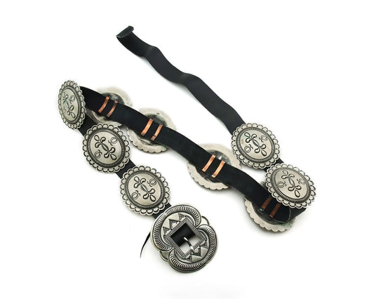 Navajo Concho Belt Sterling Silver Handmade Vintage 40in Long