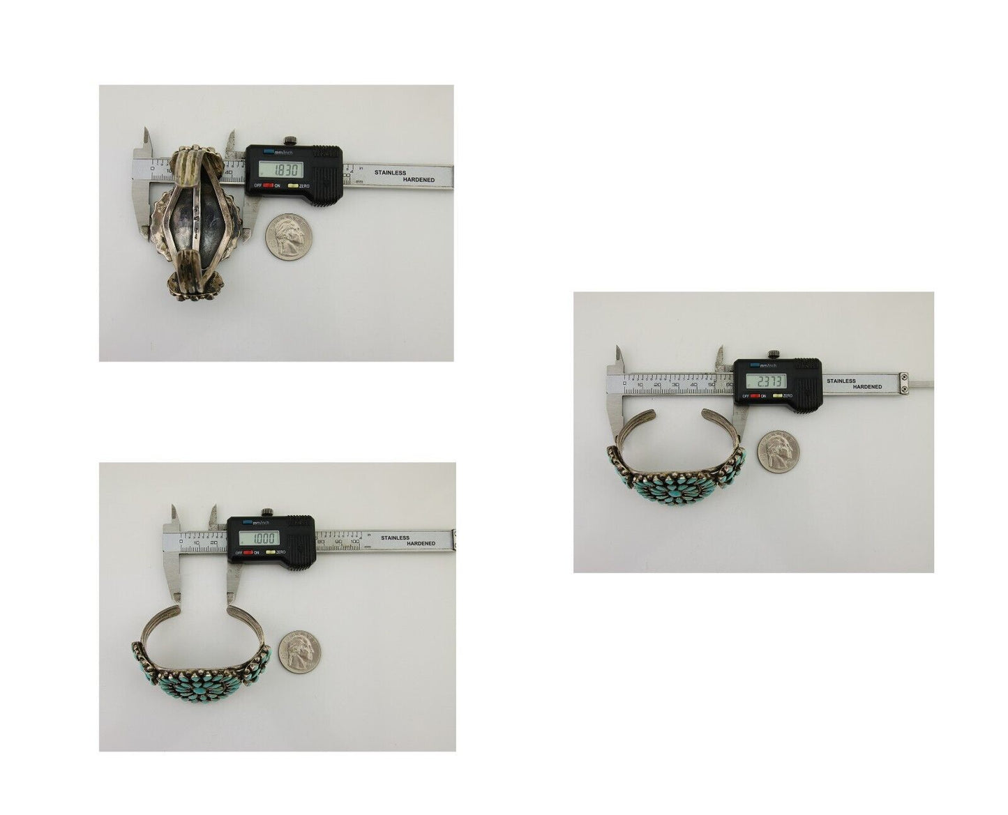 Navajo Bracelet 925 Silver Natural Blue Turquoise Signed RQ C.80's