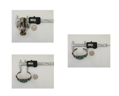 Navajo Bracelet 925 Silver Natural Blue Turquoise Signed RQ C.80's