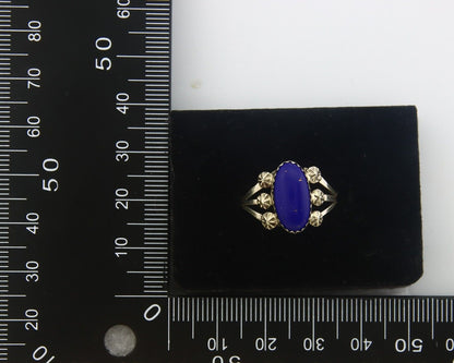 Navajo Ring 925 Sterling Natural Lapis Handmade Native Artist C.80's