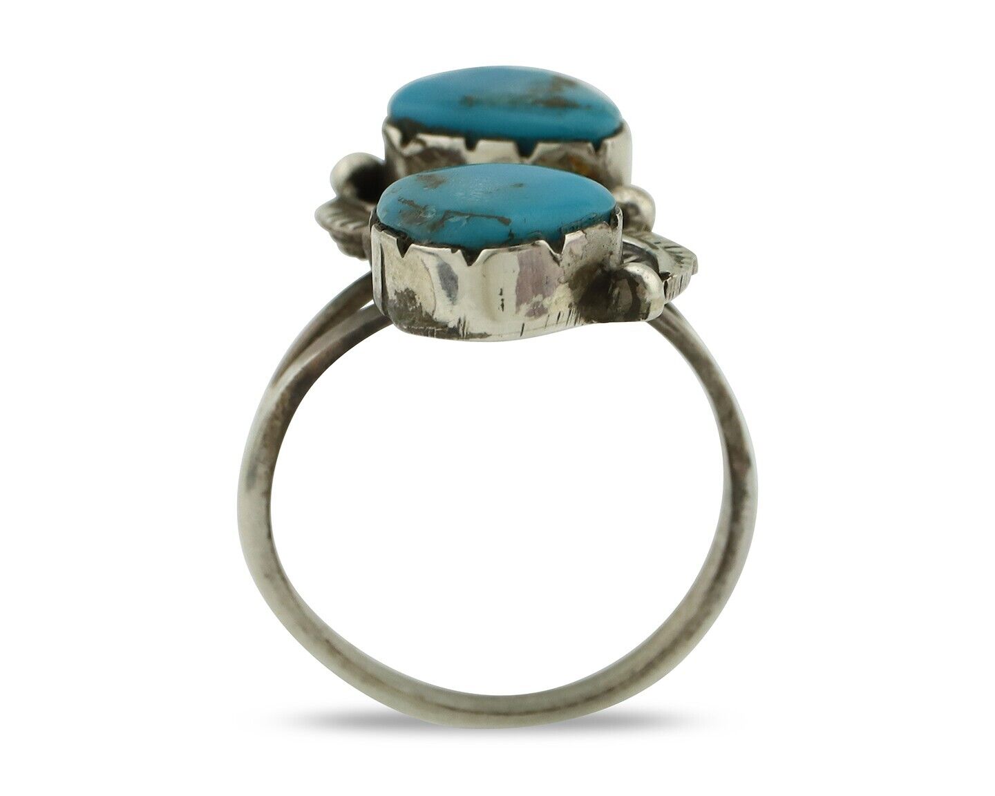 Navajo Ring 925 Silver Blue Turquoise Artist Signed K C.80's
