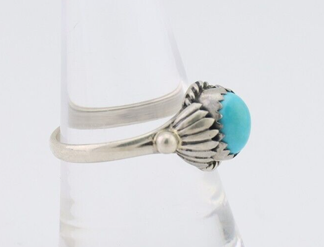 Navajo Ring 925 Silver Kingman Turquoise Native American Artist Made In 1985