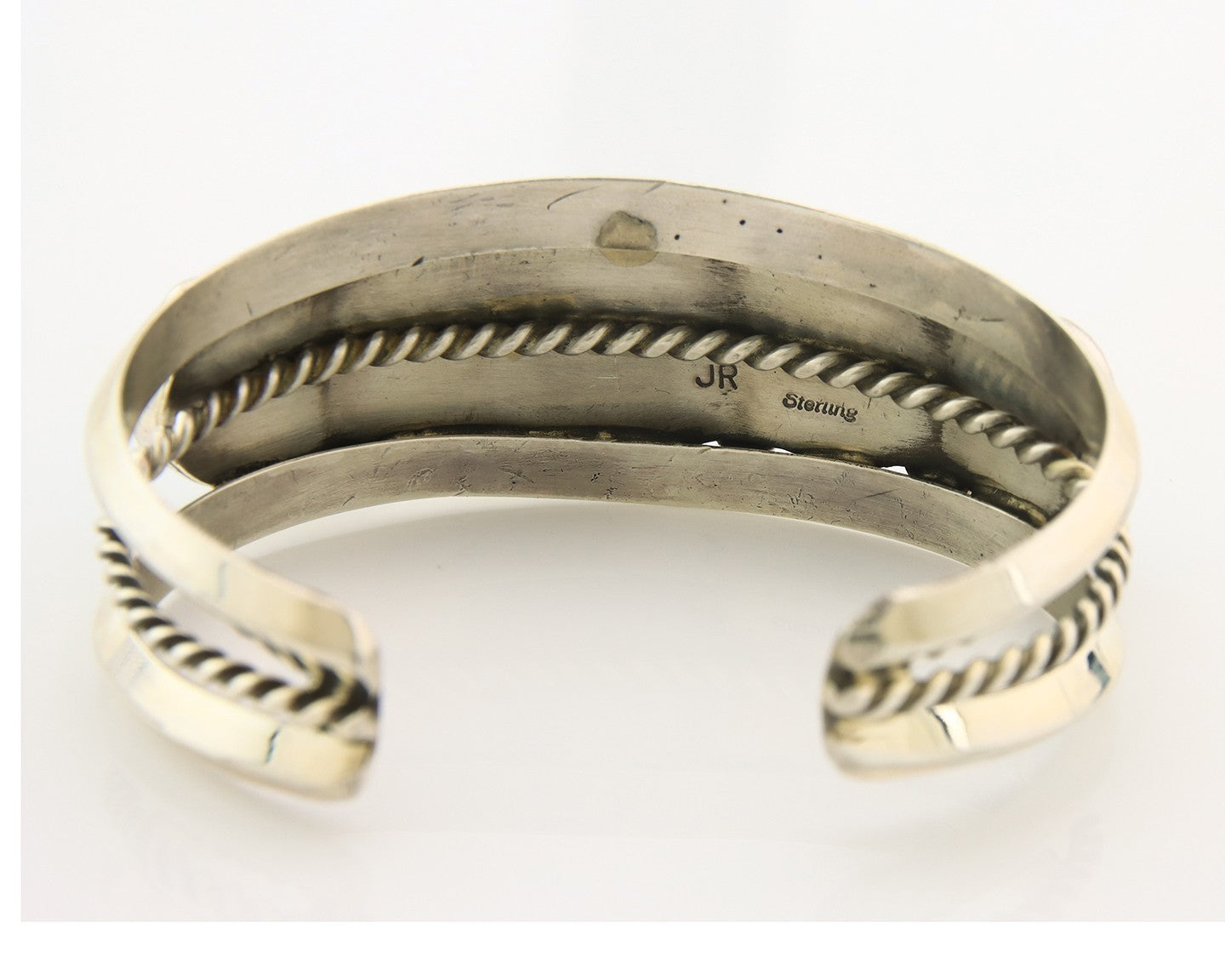 Men Navajo Bracelet Sterling Silver Handmade Nugget Turquoise Signed JR