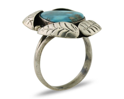 Navajo Ring 925 Silver Natural Kingman Turquoise Native American Artist C.80's
