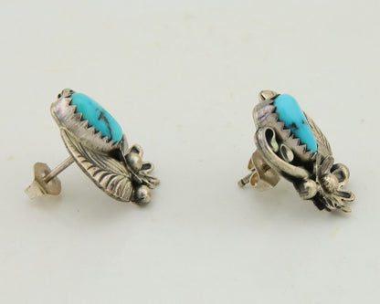 Navajo Dangle Earrings 925 Silver Natural Turquoise Native American Artist C80s