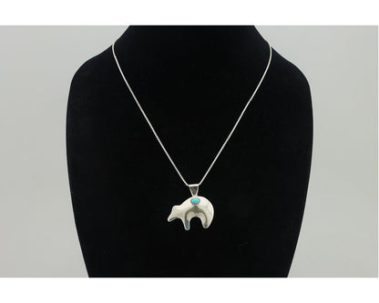 Navajo Spirit Bear Necklace Pendant 925 Sterling Silver Signed C C.80's