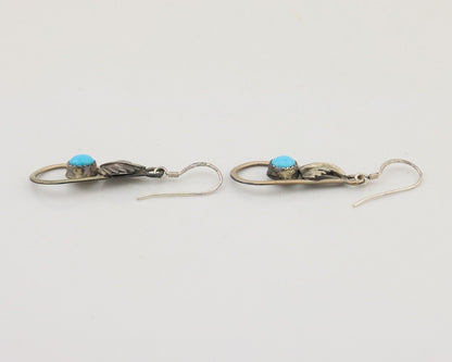 Navajo Dangle Earrings 925 Silver Sleeping B Turquoise Native Artist C.80's
