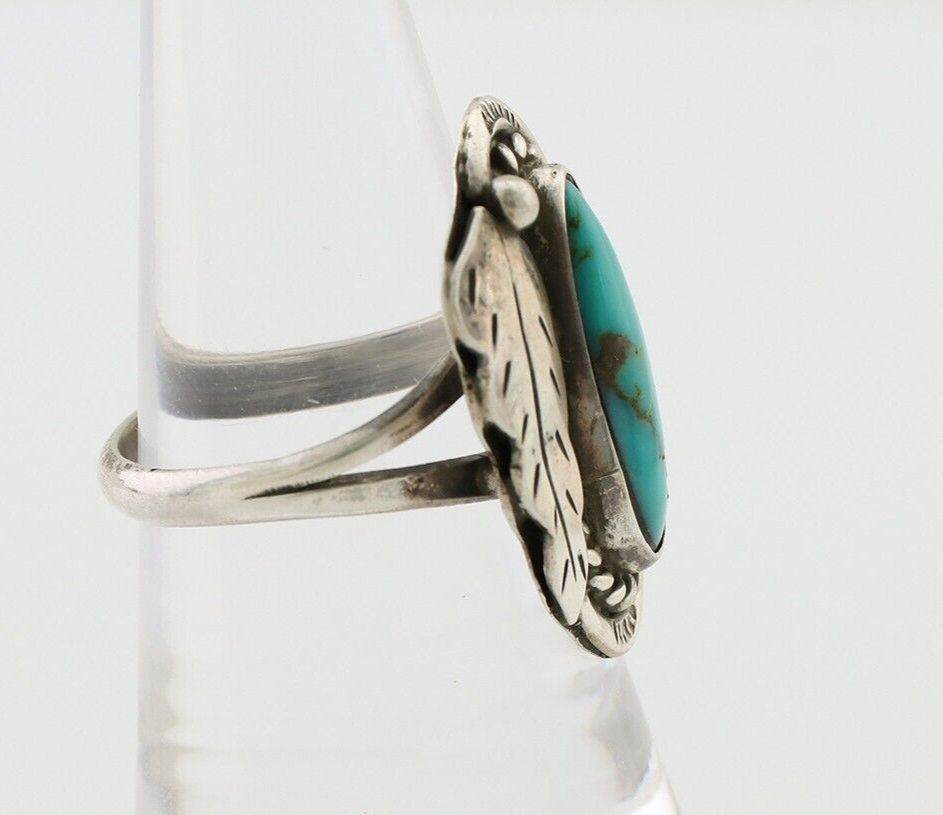 Navajo Handmade Ring 925 Silver Natural Turquoise Signed Jason Livingston C.80's