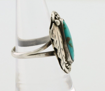 Navajo Handmade Ring 925 Silver Natural Turquoise Signed Jason Livingston C.80's