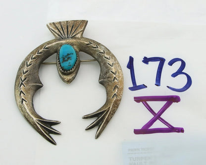 Navajo Handmade Pin Sterling Silver Turquoise Vintage Turpen Pawn Vault