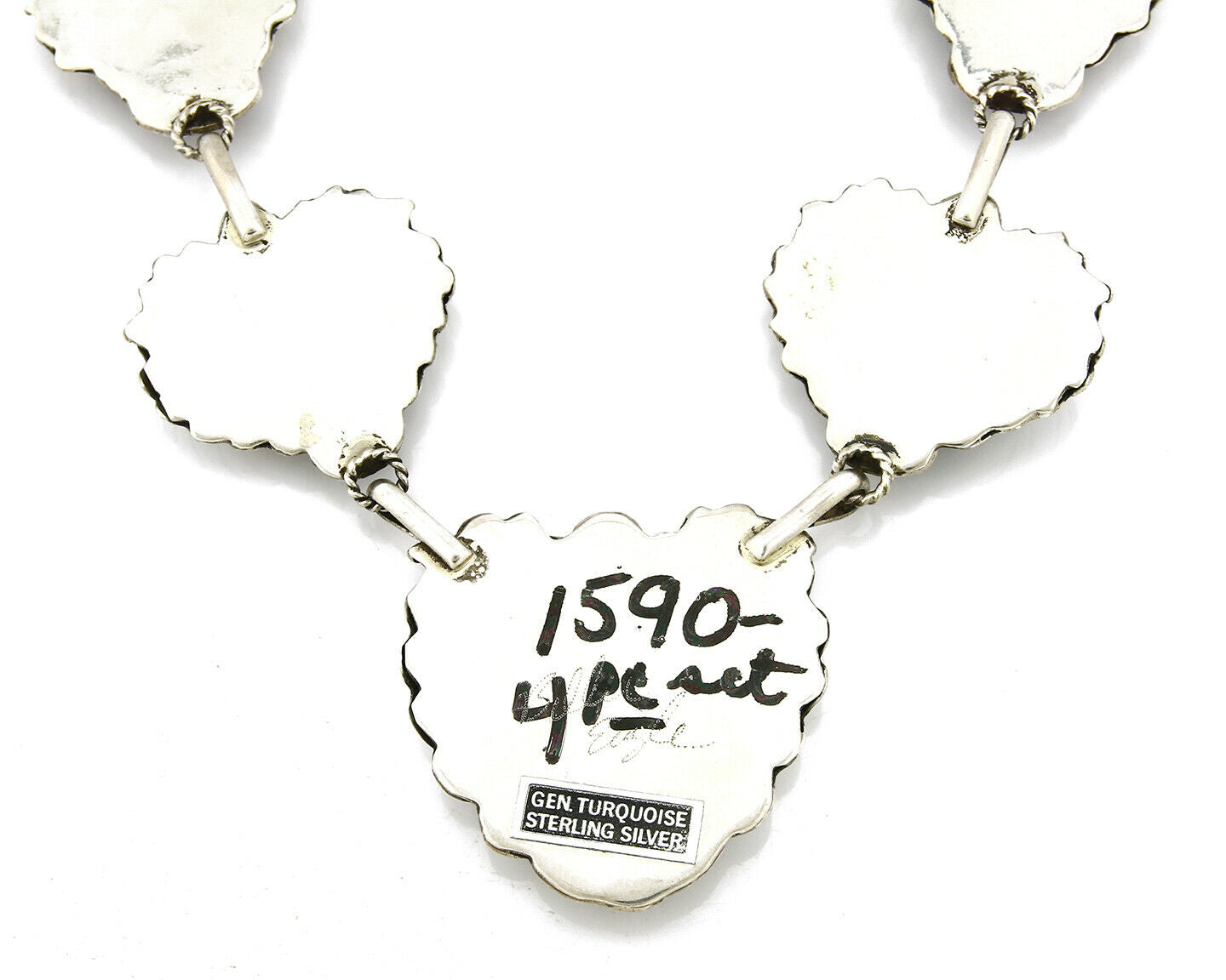 Navajo Squash Necklace .925 Silver Turquoise Handmade C.80's