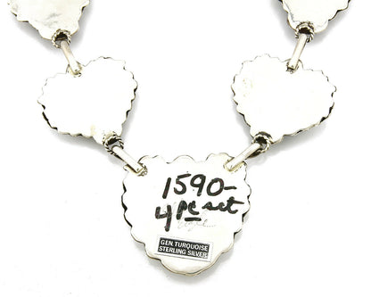 Navajo Squash Necklace .925 Silver Turquoise Handmade C.80's