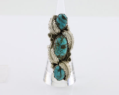 Navajo Ring 925 Silver Kingman Turquoise Native American Artist C.80's