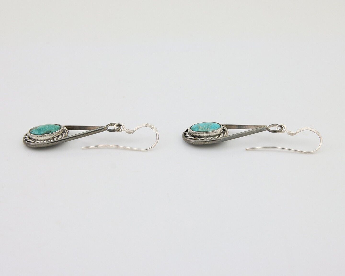 Navajo Dangle Earrings 925 Silver Natural Turquoise Native American Artist C.80s