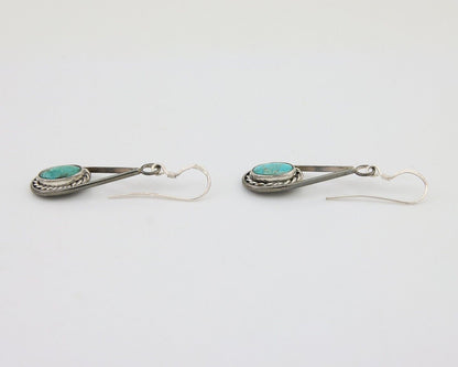 Navajo Dangle Earrings 925 Silver Natural Turquoise Native American Artist C.80s