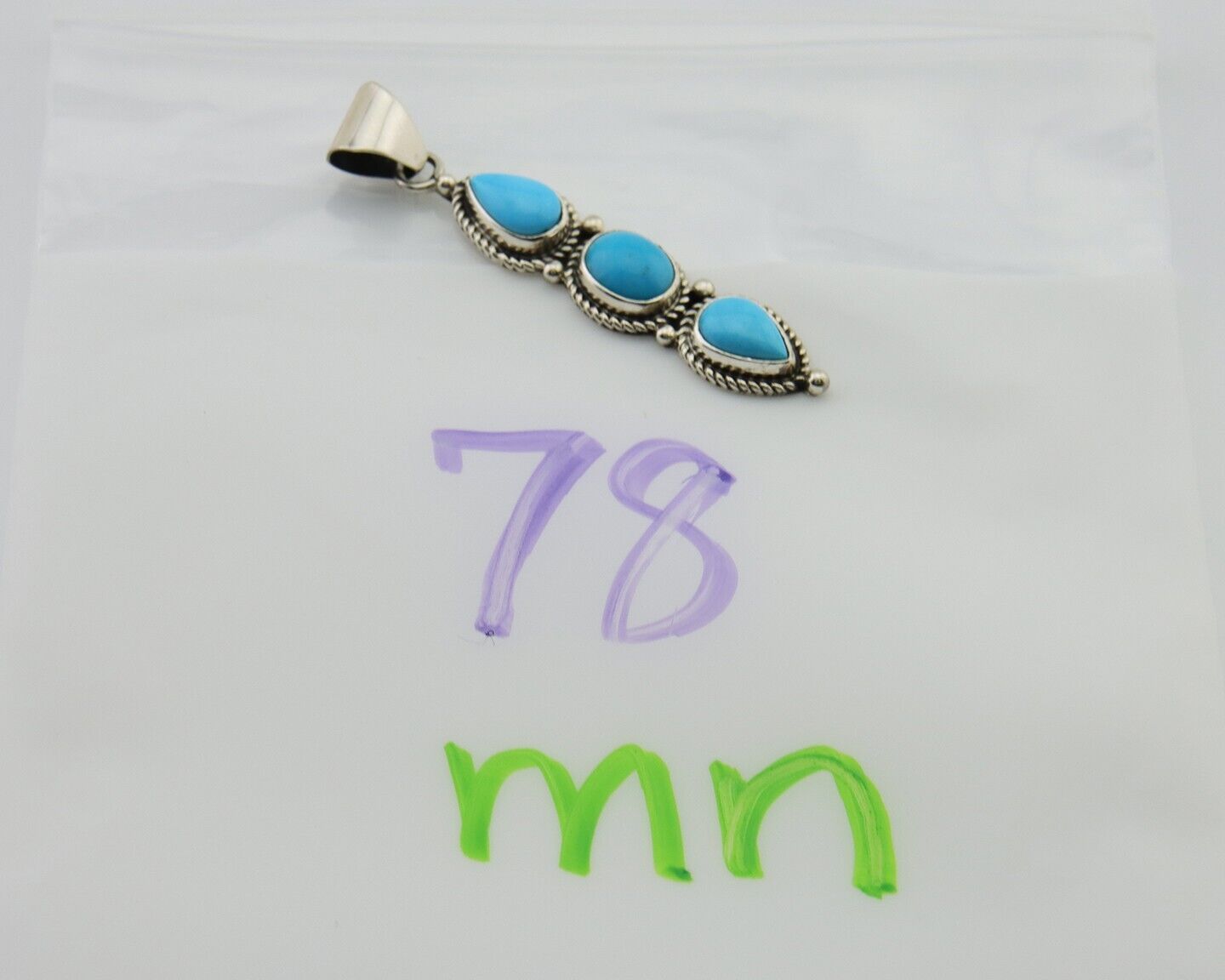 Navajo Necklace 925 Silver Natural Turquoise Artist Kathllen Chavez C.80's