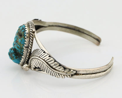 Navajo Bracelet 925 Silver Sleeping Beauty Turquoise Native American Artist C80s