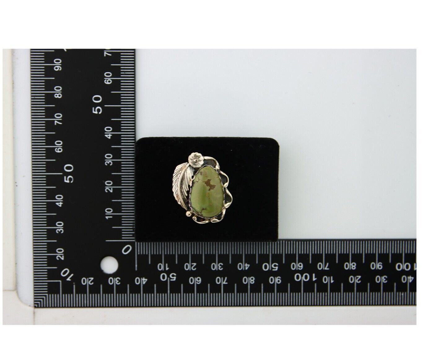 Navajo Ring .925 Sterling Green Turquoise Artist Signed Guerro C.80's