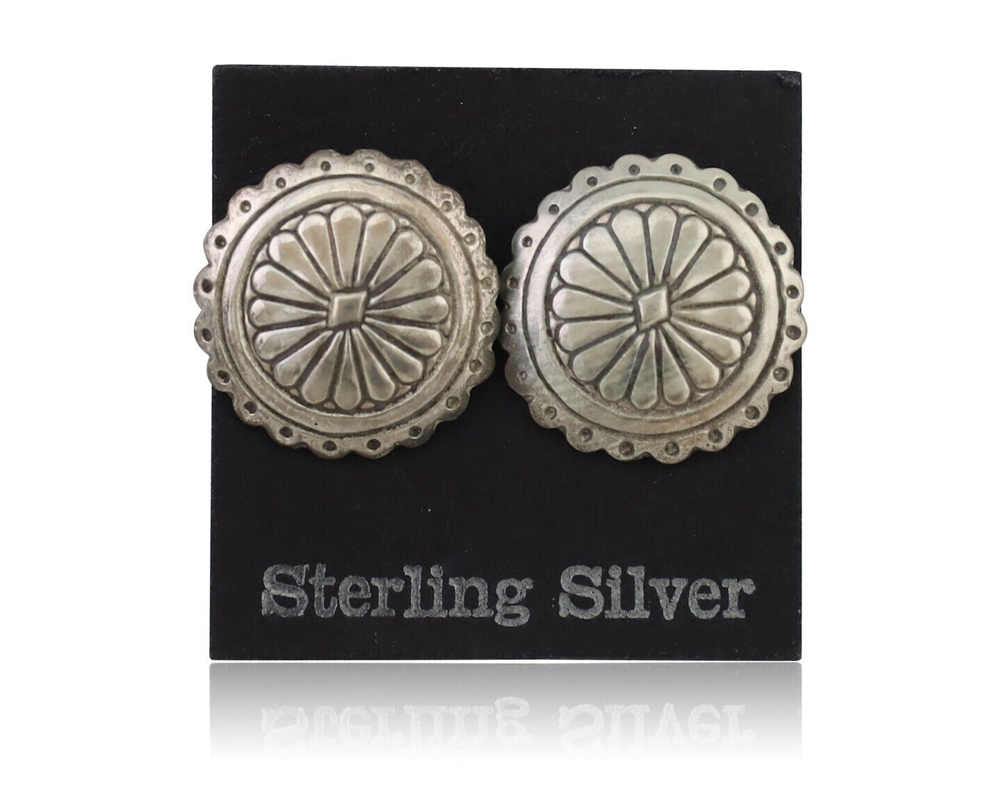Navajo Small Shield Earrings 925 Silver Native American Artist C.80's