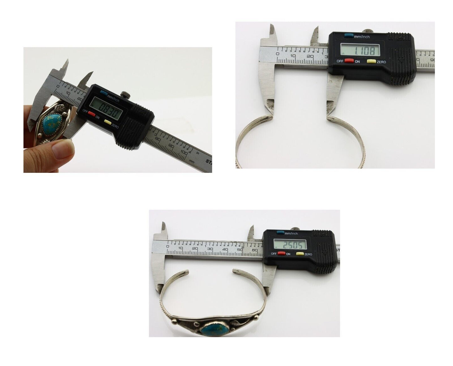 Navajo Bracelet 925 Silver Kingman Turquoise Native American Artist C.80's