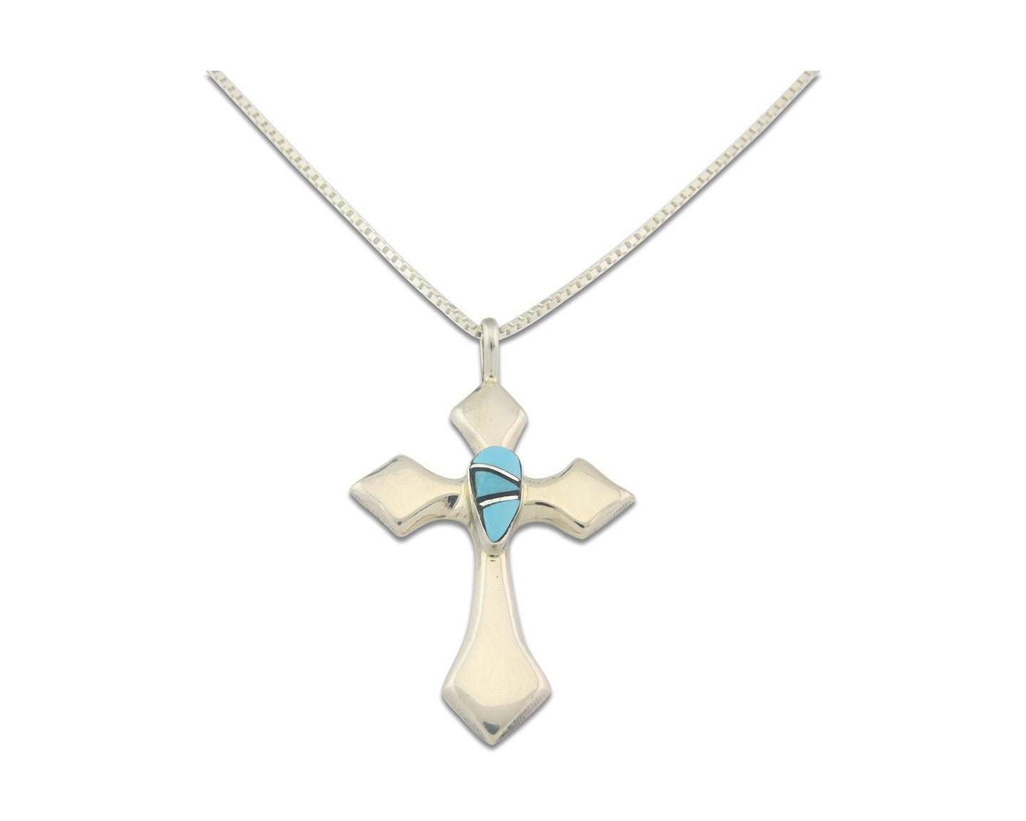 Navajo Cross Necklace Sterling Silver Authentic Natural Gemstones Signed M