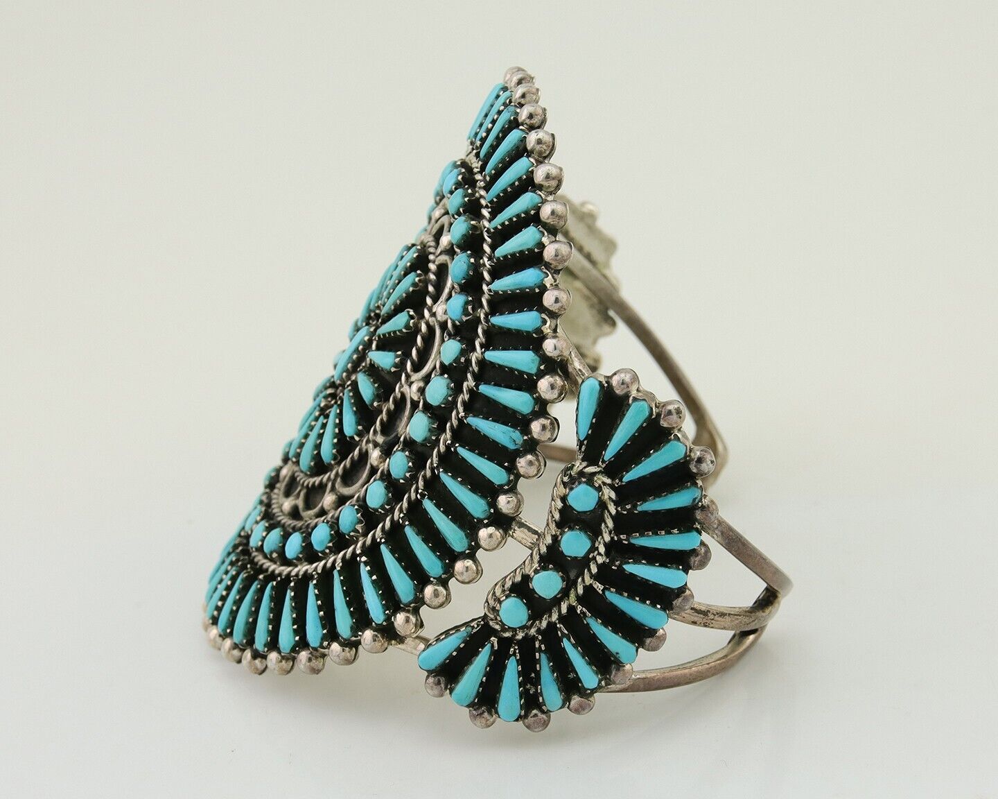 Men Navajo Bracelet 925 Silver Natural Blue Turquoise Signed Benson Yazzie C80s