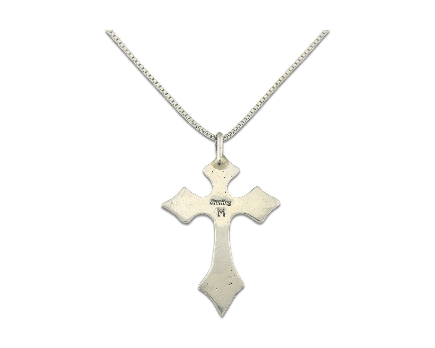 Navajo Cross Necklace Sterling Silver Authentic Natural Gemstones Signed M