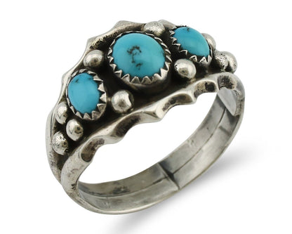 Navajo Ring 925 Silver Blue Turquoise Artist Signed SkyStone Creations C.80's