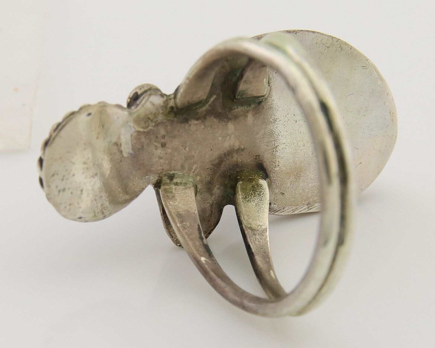 Navajo Handmade Ring 925 Silver Turquoise & Coral Native Artist C.80's