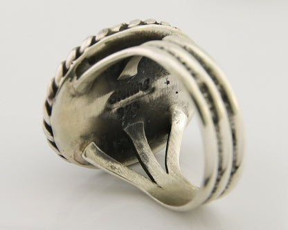 Navajo Ring 925 Silver Natural Malachite Native American Artist C.80's