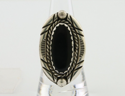 Navajo Ring 925 Silver Black Onyx Artist Signed V & N Edsitty C.80's