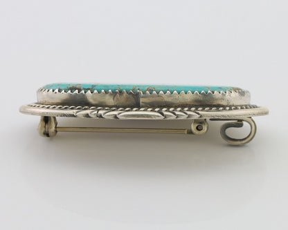 Navajo Pin Pendant 925 Silver Natural Spiderweb Turquoise Signed S C.80's