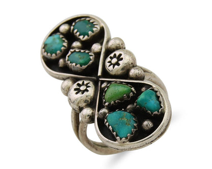 Navajo Ring 925 Sterling Silver Blue Turquoise Native American Artist C.80's