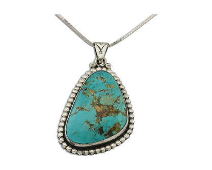Navajo Necklace 925 Silver Natural Blue Turquoise Artist Signed M Montoya C.80's