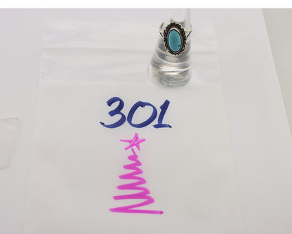 Navajo Ring 925 Silver Sleeping Beauty Turquoise Artist Signed SC C.80's