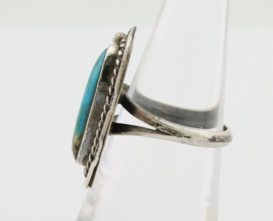 Navajo Handmade Ring 925 Silver Natural Turquoise Signed Jason Livingston C.80's