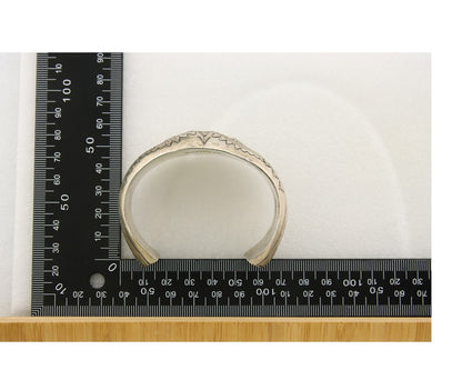 Navajo Bracelet .925 Silver Red Coral Cuff Artist Signed P Benally C.80's