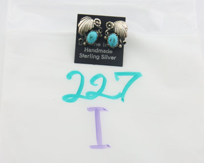 Navajo Earrings 925 Silver Natural Turquoise Native American Artist C.80's