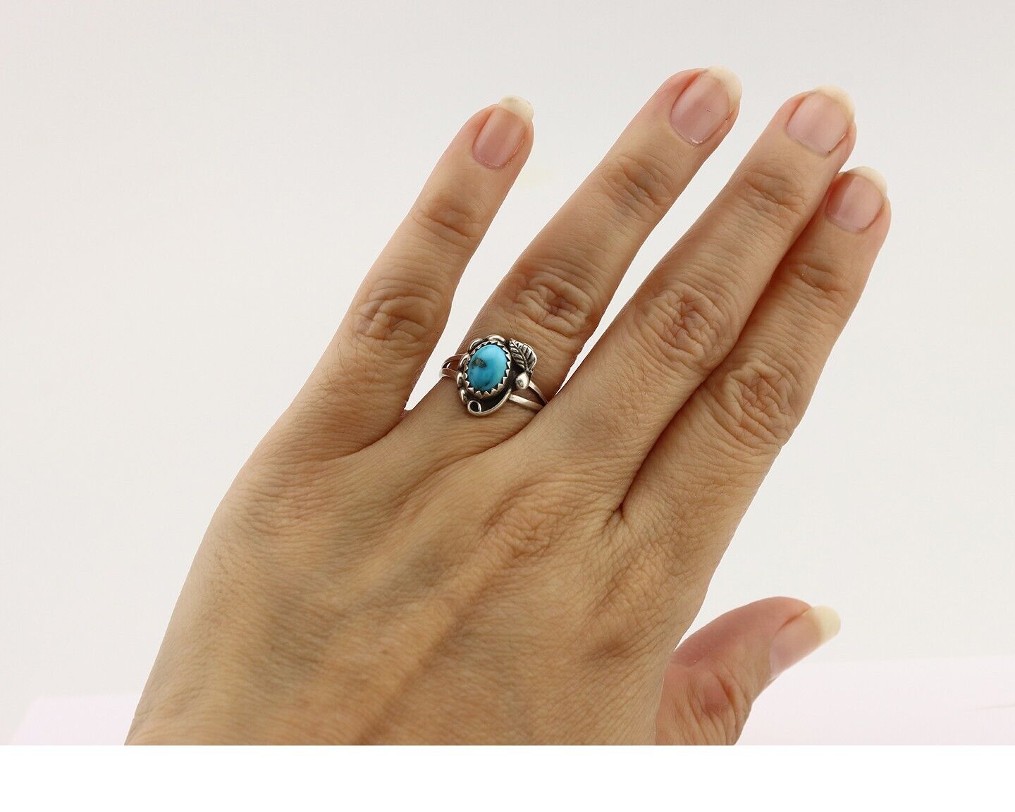 Navajo Ring 925 Silver Turquoise Artist Signed SkyStone Creations C.80's