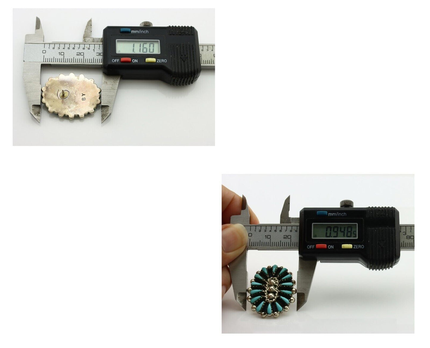 Navajo Earrings 925 Silver Sleeping Beauty Turquoise Signed B Yazzie C.80's