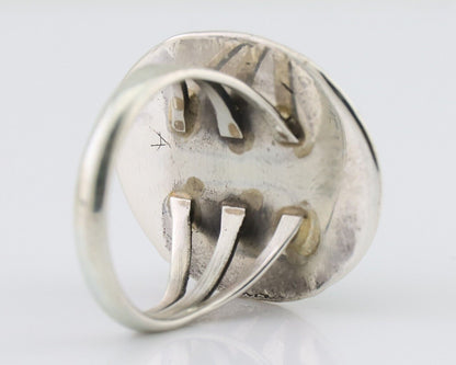 Navajo Ring 925 Silver Turquoise Signed William Denetdale Size 7.25 C.80's