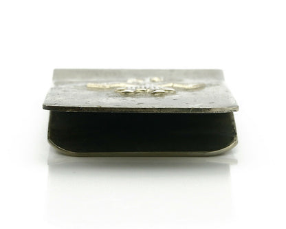 Navajo Money Clip .925 Silver & Nickle Hand Stamped Artist RB C.80's-90's