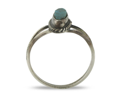 Navajo Ring 925 Silver Red Mountain Turquoise Native American Artist C.80's