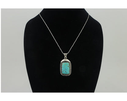 Navajo Necklace 925 Silver Turquoise Native Artist Signed Sunset C.80's