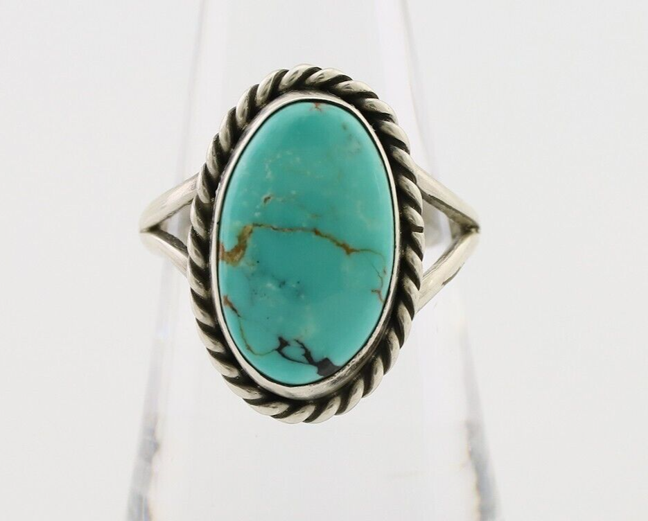 Navajo Ring 925 Silver Natural Blue Turquoise Native American Artist C.80's