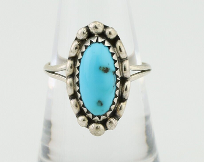 Navajo Ring 925 Silver Sleeping Beauty Turquoise Artist Signed SC C.80's