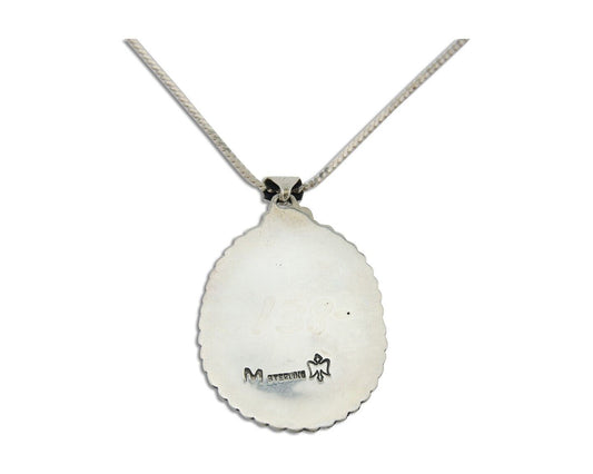 Navajo Necklace 925 Silver Natural Blue Turquoise Artist Signed M Montoya C.80's